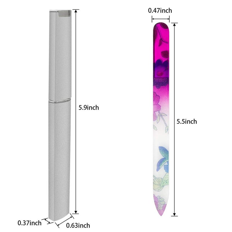 QRWT 5 Pack Glass Nail Files with Case Crystal Glass Fingernail Files Double Sided Glass Nail File Mixed Color Manicure Set for Gentle Nail Care Christmas Gifts Stocking Stuffers for Women - Image 2